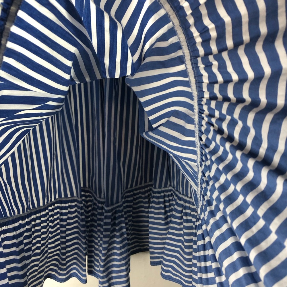 Kate Spade Striped Cotton Skirt Sz S Full Midi Ruffled Hem Coastal Summer Preppy - Picture 9 of 10